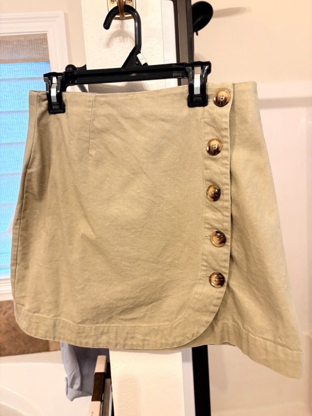 Altar'd State Neutral Beige A-Line Skirt with Button Detail